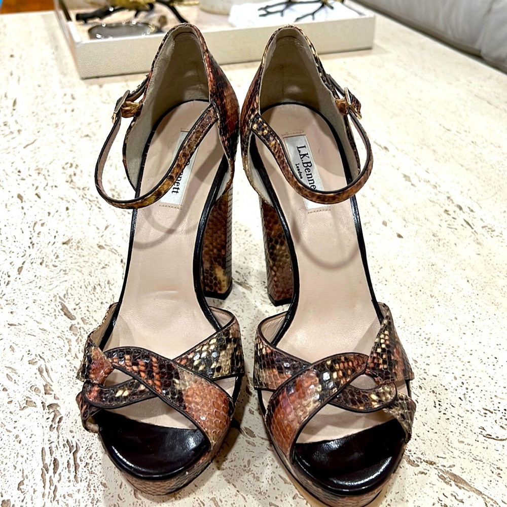 NEW L.K. Bennett Python Leather Sandals size 11 Cross dressing or transgender